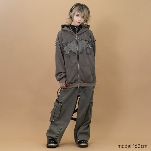 NEW ACDC RAG - Gedraji Cryptid Corpse Dark Grey Oversized Zip Hoodie - Picture 6 of 6